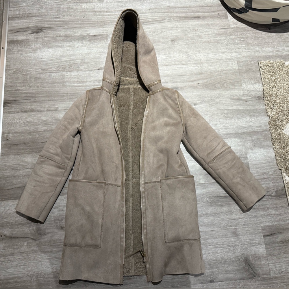 Zara Hooded Shearling-like reversible Coat